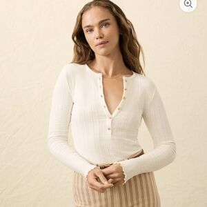 Faherty Long Sleeve Pointelle Henley, NWT